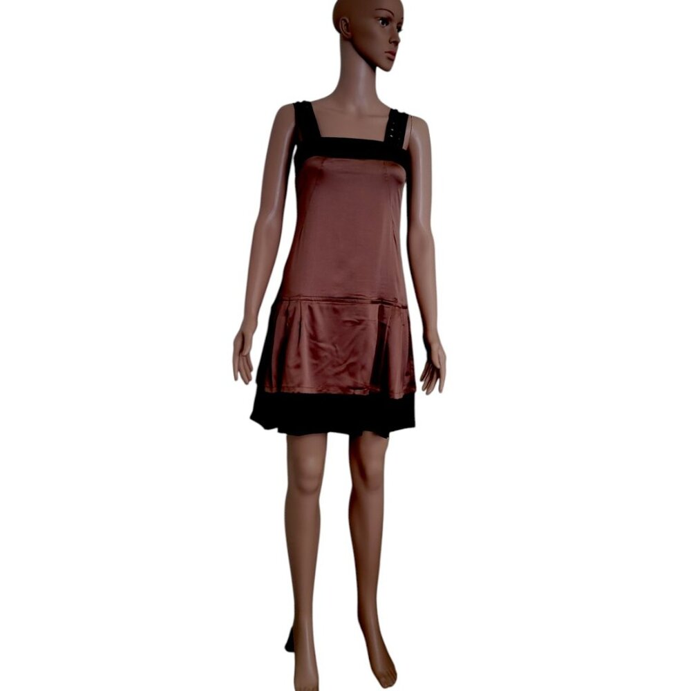 Rachael G. Brown and Black Satin Dress, Size S